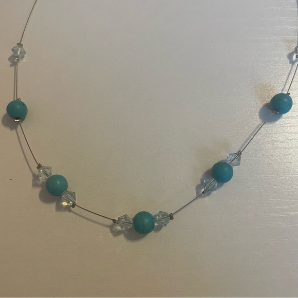 Turquoise and Crystal Necklace - Picture 2 of 4